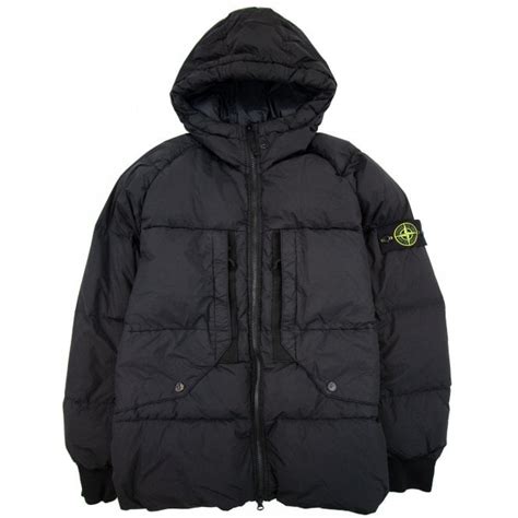 stone island black garment dyed crinkle reps down jacket